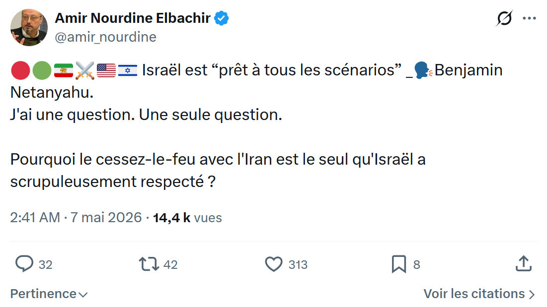 Amir Nourdine Elbachir: 🇮🇷⚔️🇺🇸🇮🇱 Israël est “prêt à...