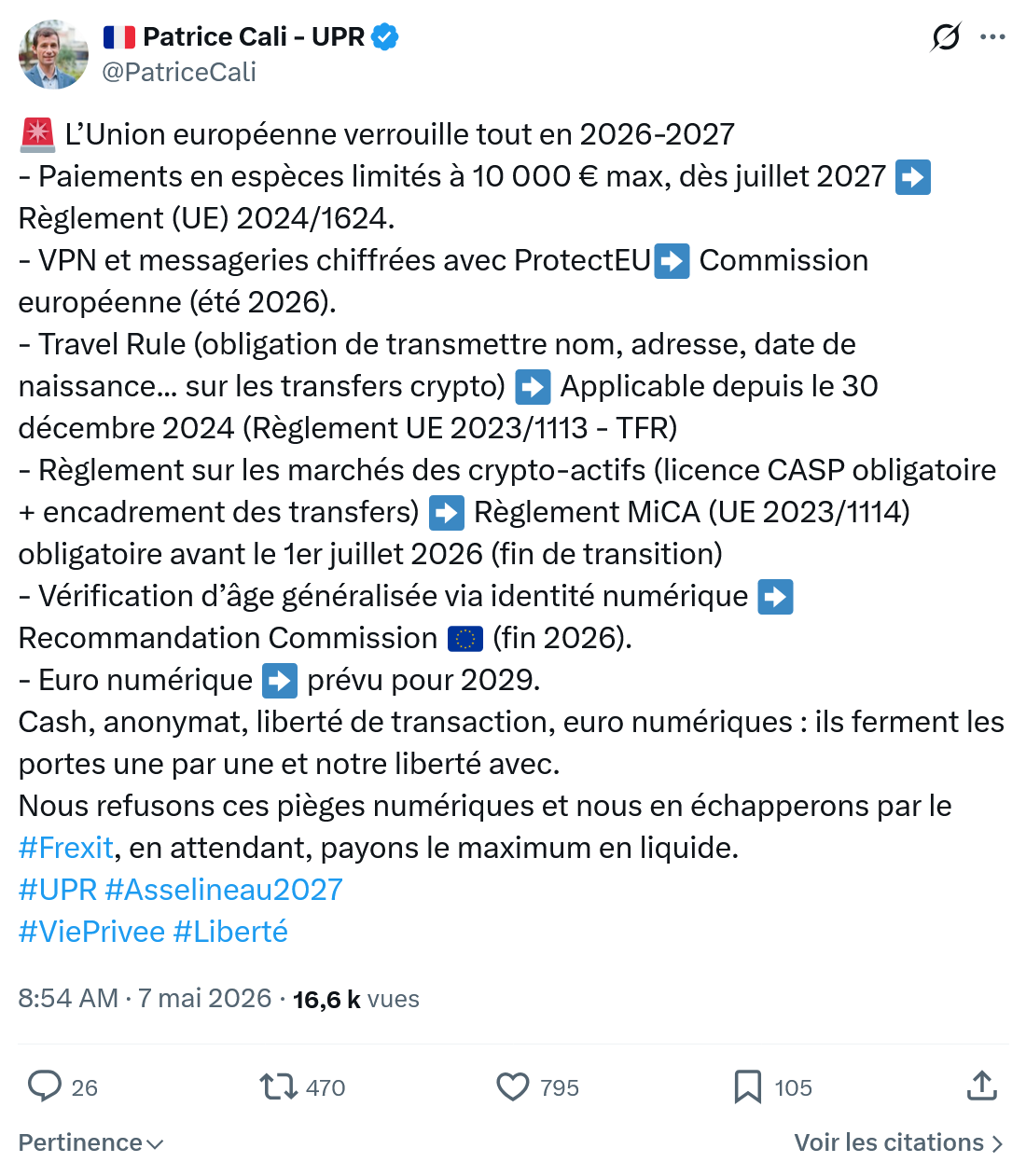 Patrice Cali: L’Union européenne verrouille tout en...