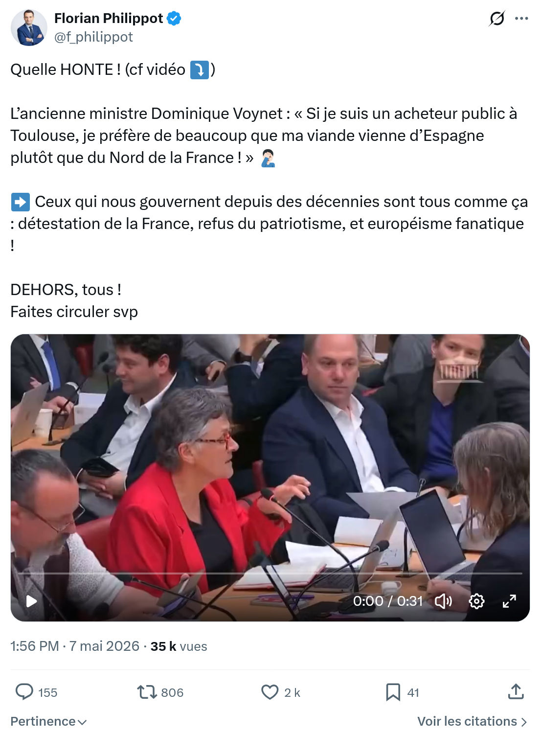 Florian Philippot: Quelle HONTE ! (cf vidéo ⤵️)  L’ancienne ministre...