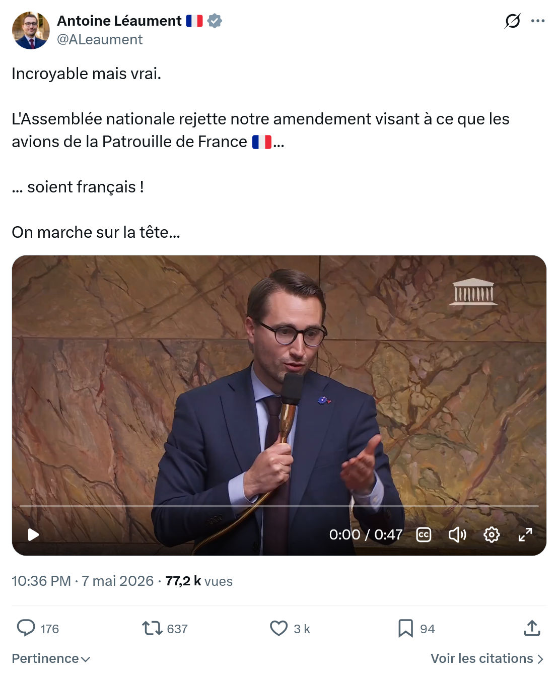 Antoine Léaument: Incroyable mais vrai.   L'Assemblée nationale...