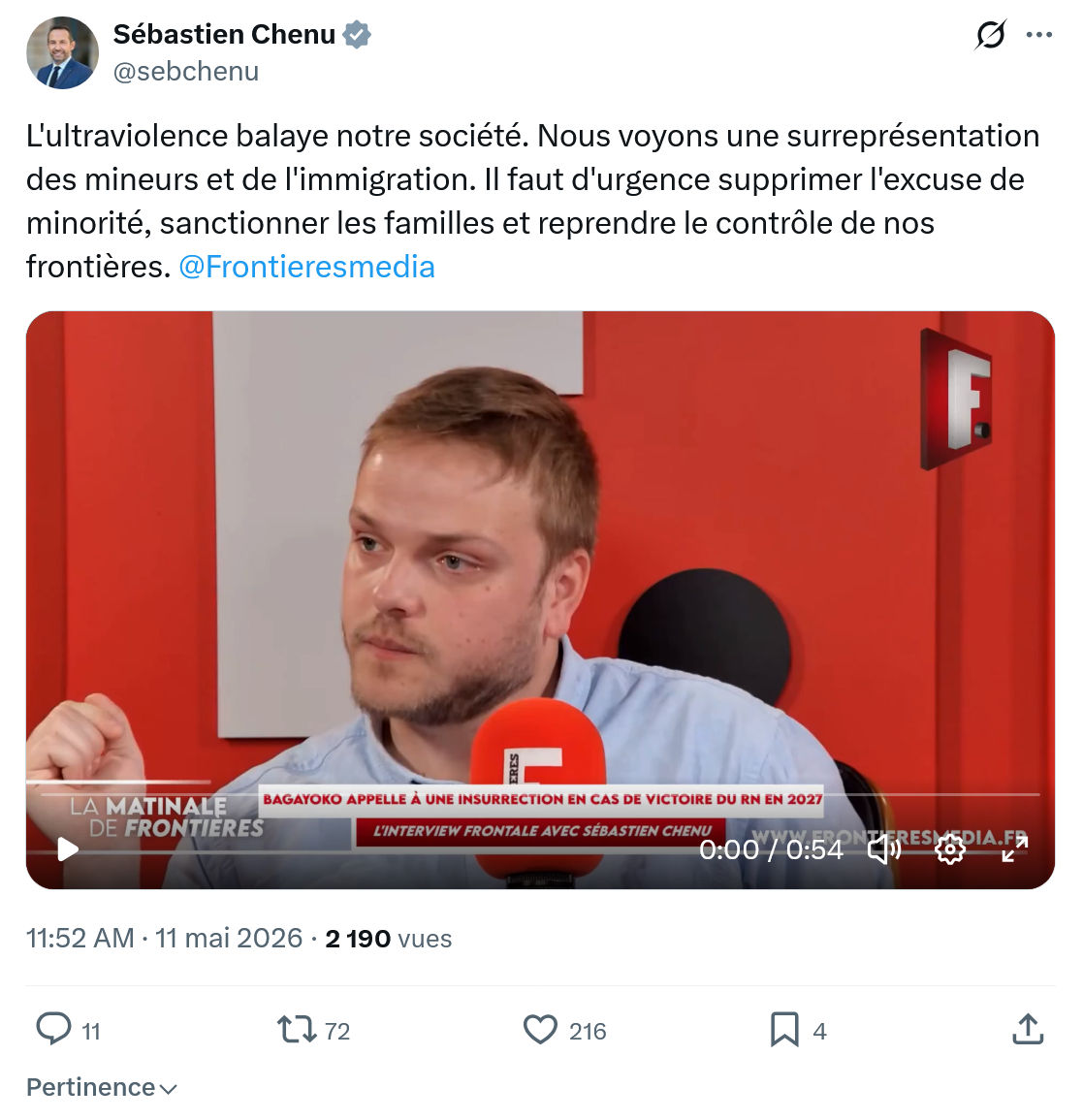 Sébastien Chenu: L'ultraviolence balaye notre société…