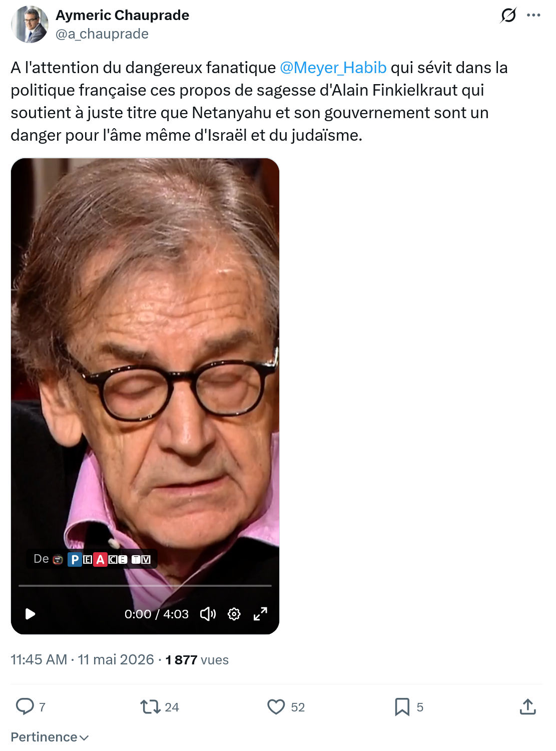 Aymeric Chauprad: A l'attention du dangereux fanatique…