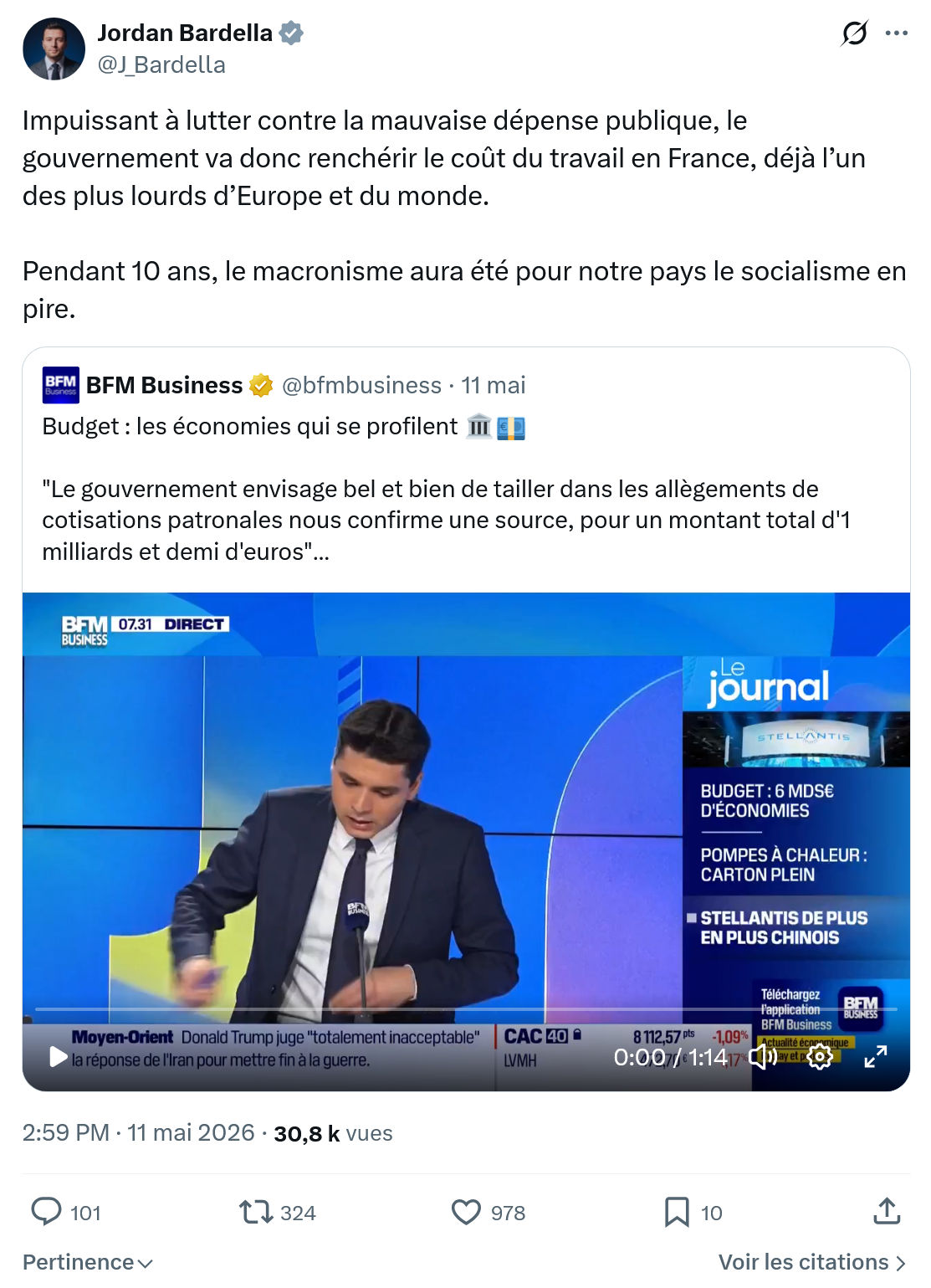 Jordan Bardella: Impuissant à lutter contre la mauvaise…