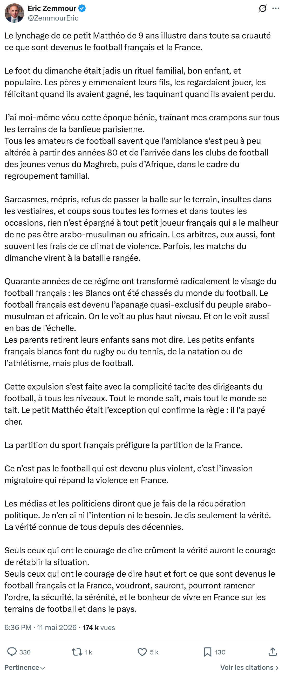 Eric Zemmour: La partition du sport français préfigure…