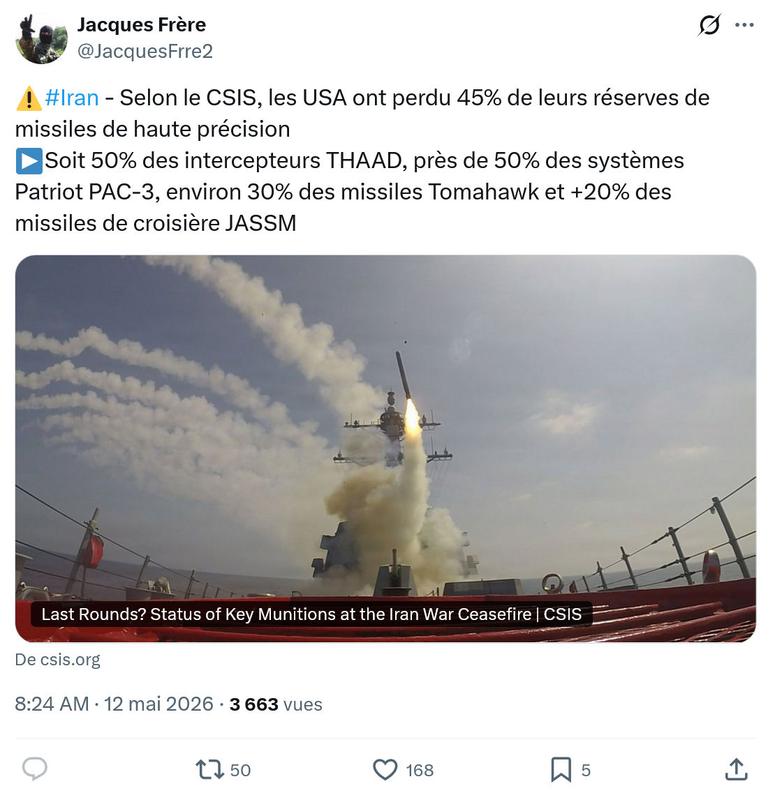 Jacques Frère: #Iran - Selon le CSIS…