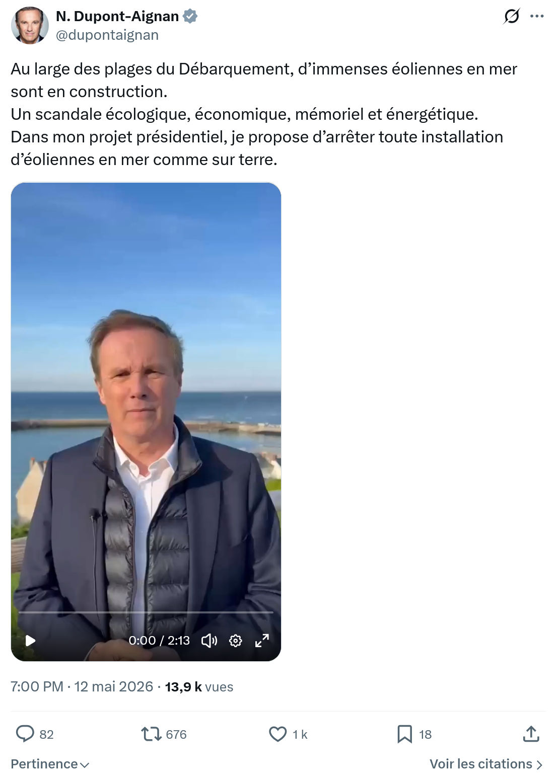 Nicolas Dupont-Aignan: Au large des plages du Débarquement…