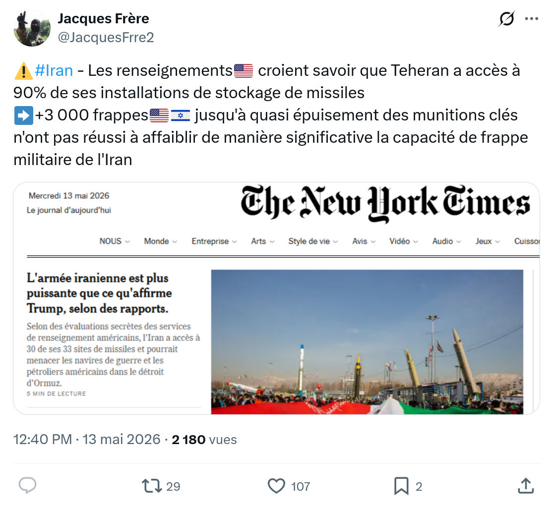 Jacques Frère: #Iran - Les renseignements🇺🇸 croient…
