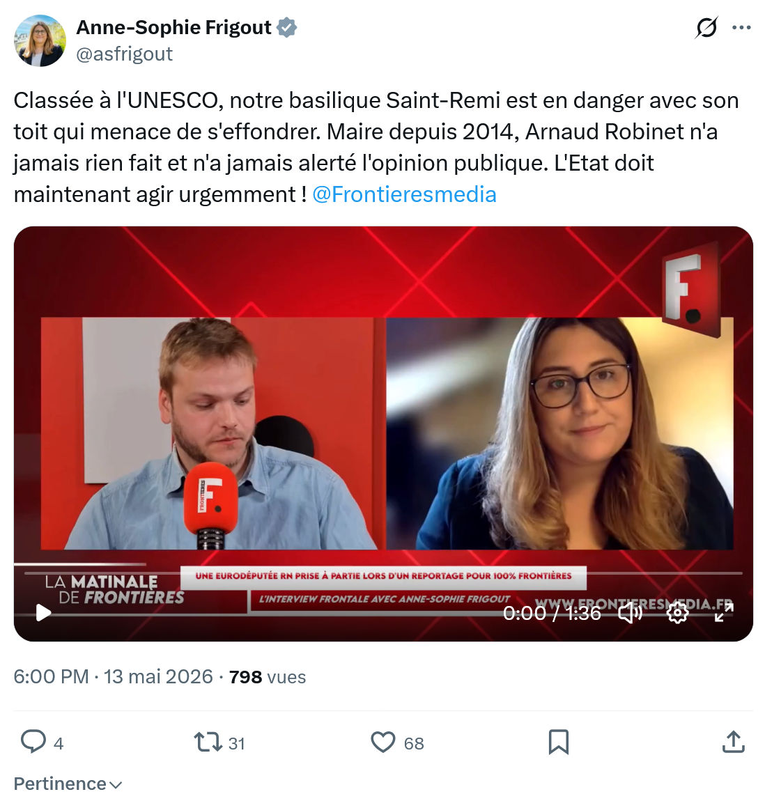 Anne-Sophie Frigout: Classée à l'UNESCO, notre basilique Saint-Remi…