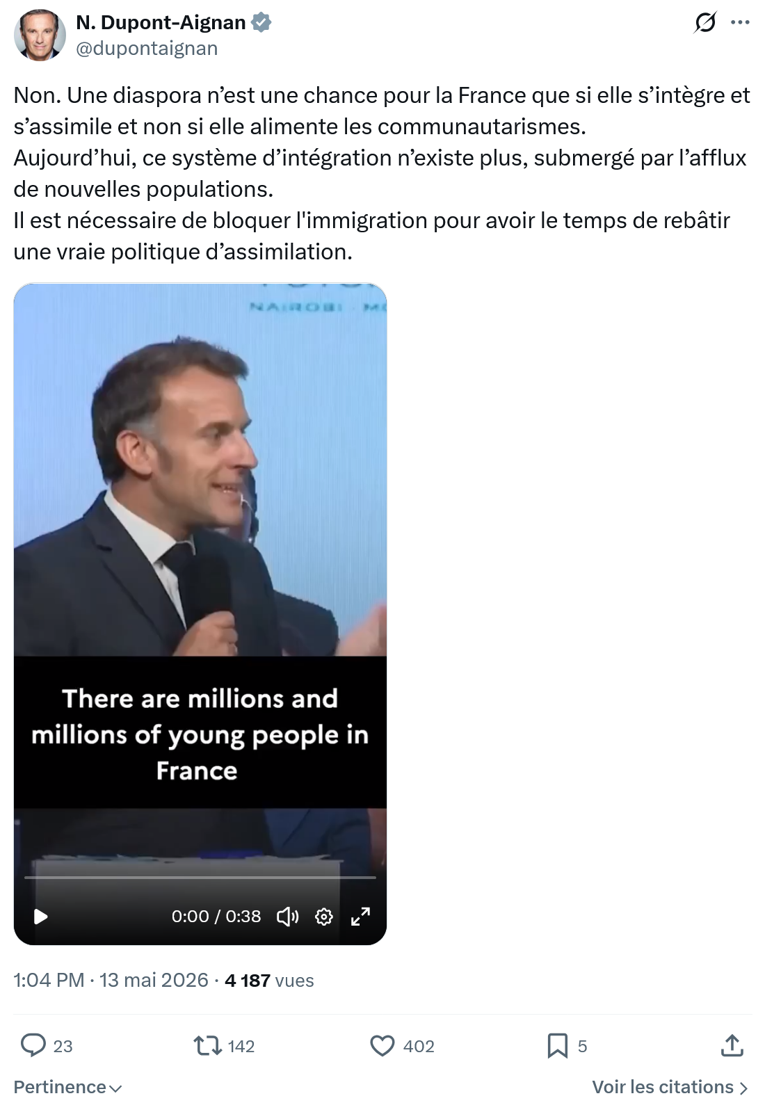 Nicolas Dupont-Aignan: Non. Une diaspora n’est une chance…