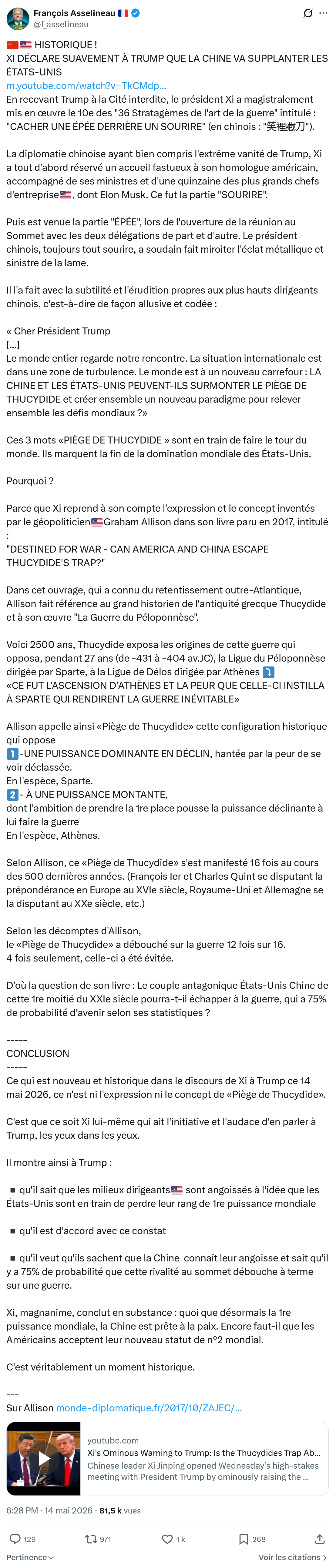 Francois Asselineau: HISTORIQUE !…