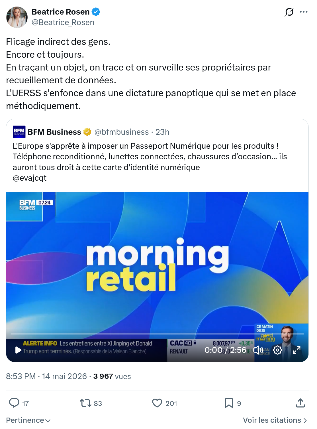 Béatrice Rosen: Flicage indirect des gens…