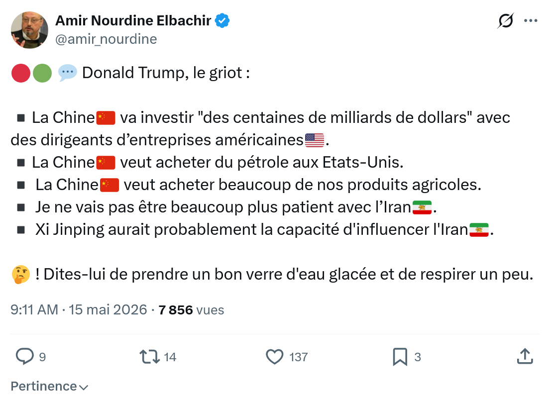 Amir Nourdine Elbachir: Donald Trump, le griot…