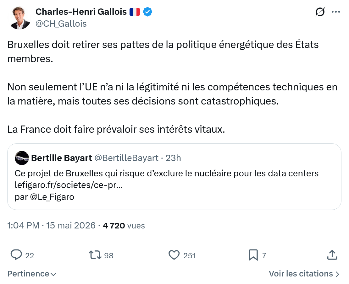 Charles-Henri Gallois: Bruxelles doit retirer ses pattes…