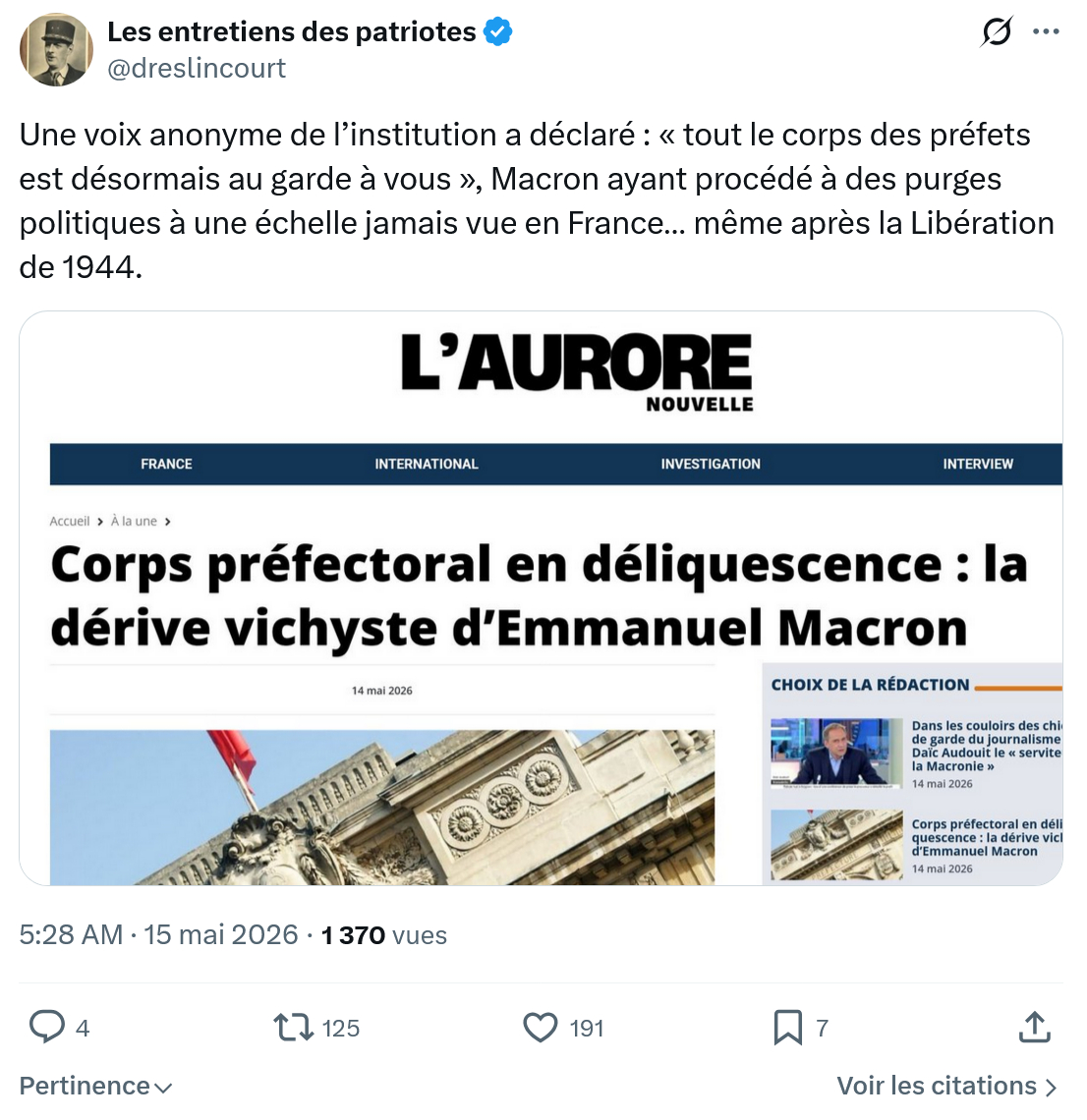 Marquis de Dreslincourt: Une voix anonyme de l’institution a déclaré…
