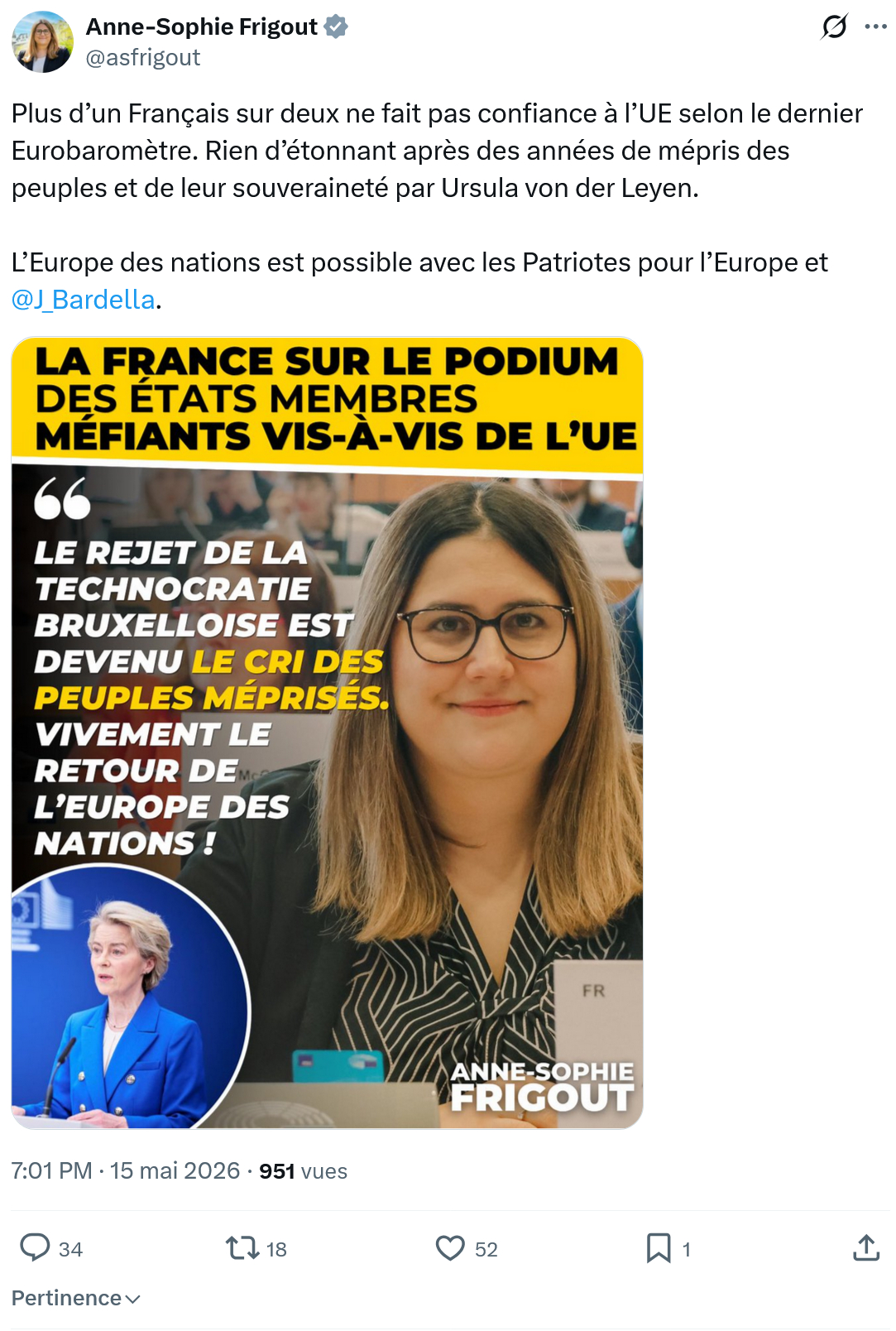 Anne-Sophie Frigout: Plus d’un Français sur deux ne fait pas confiance…