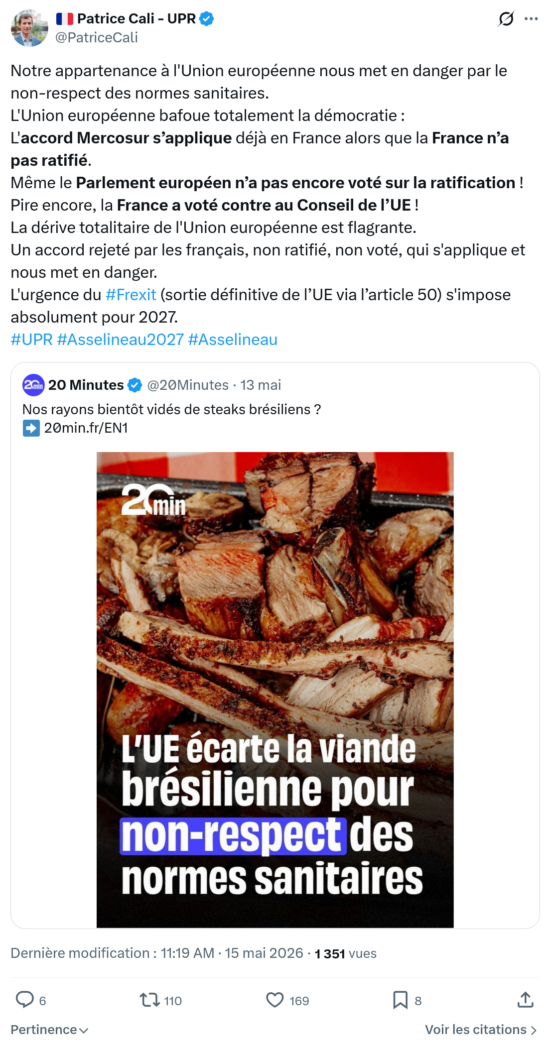 Patrice Cali: Notre appartenance à l'Union européenne…