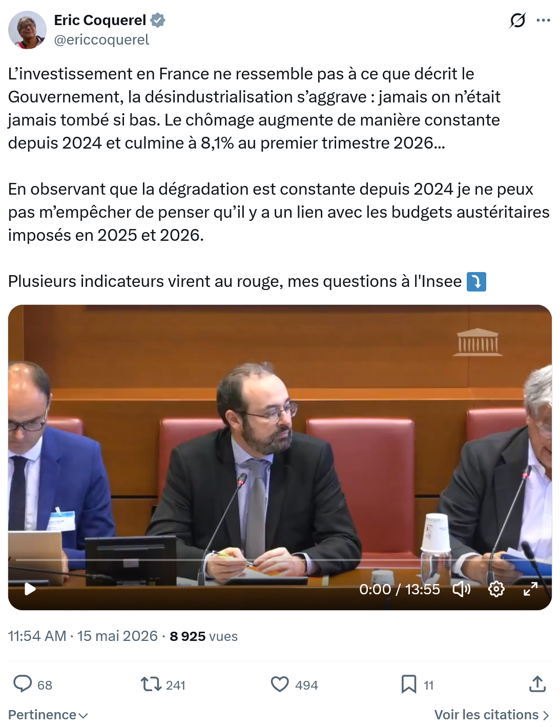 Eric Coquerel: L’investissement en France ne ressemble…