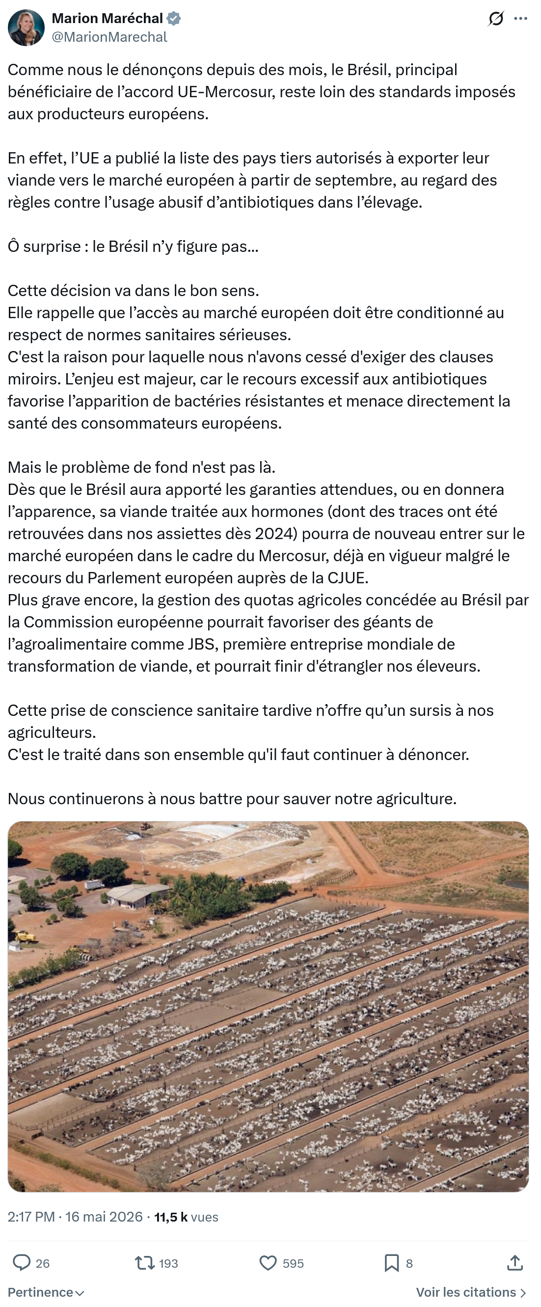 Marion Maréchal- Le Pen: Comme nous le dénonçons depuis des mois…