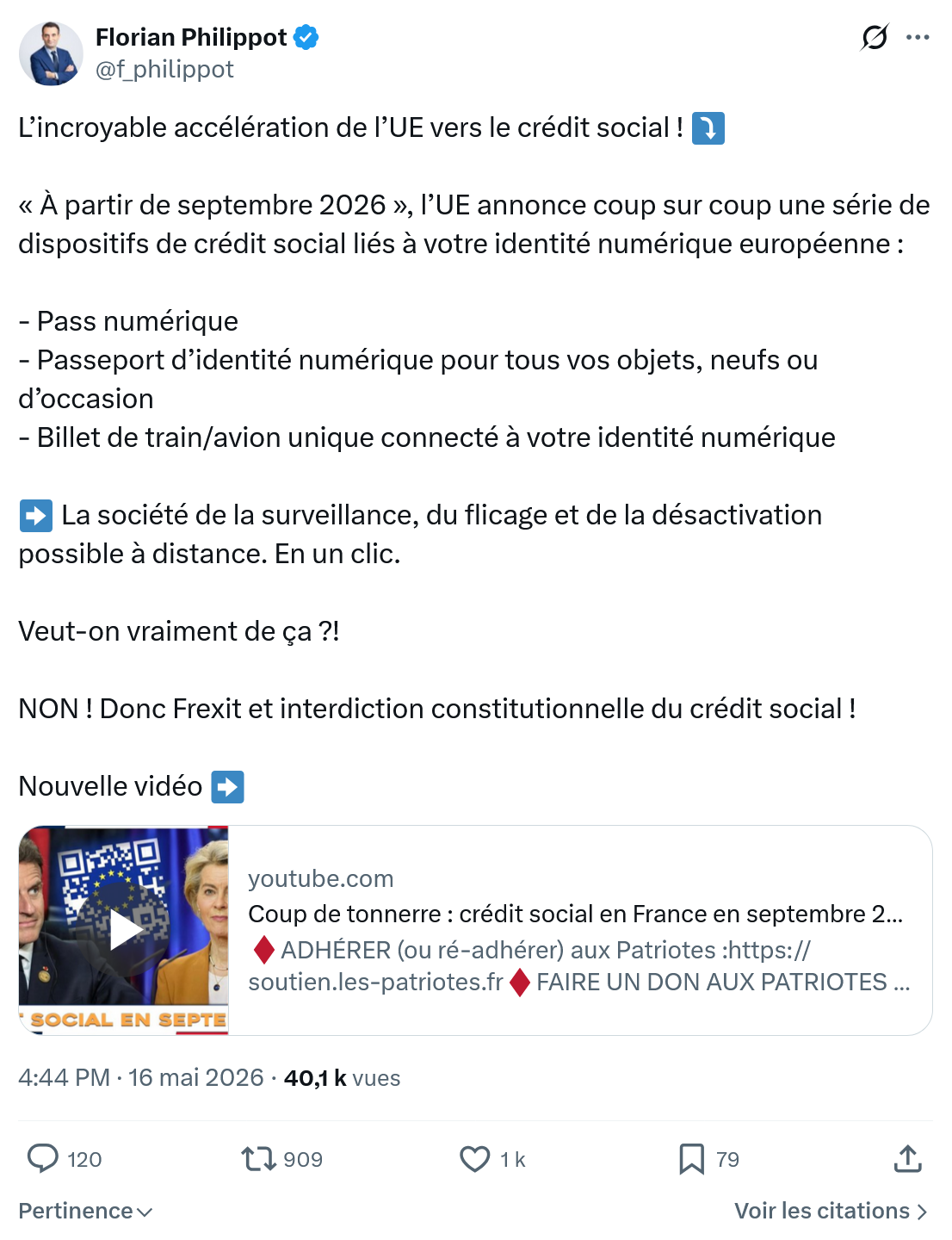 Florian Philippot: L’incroyable accélération de l’UE…