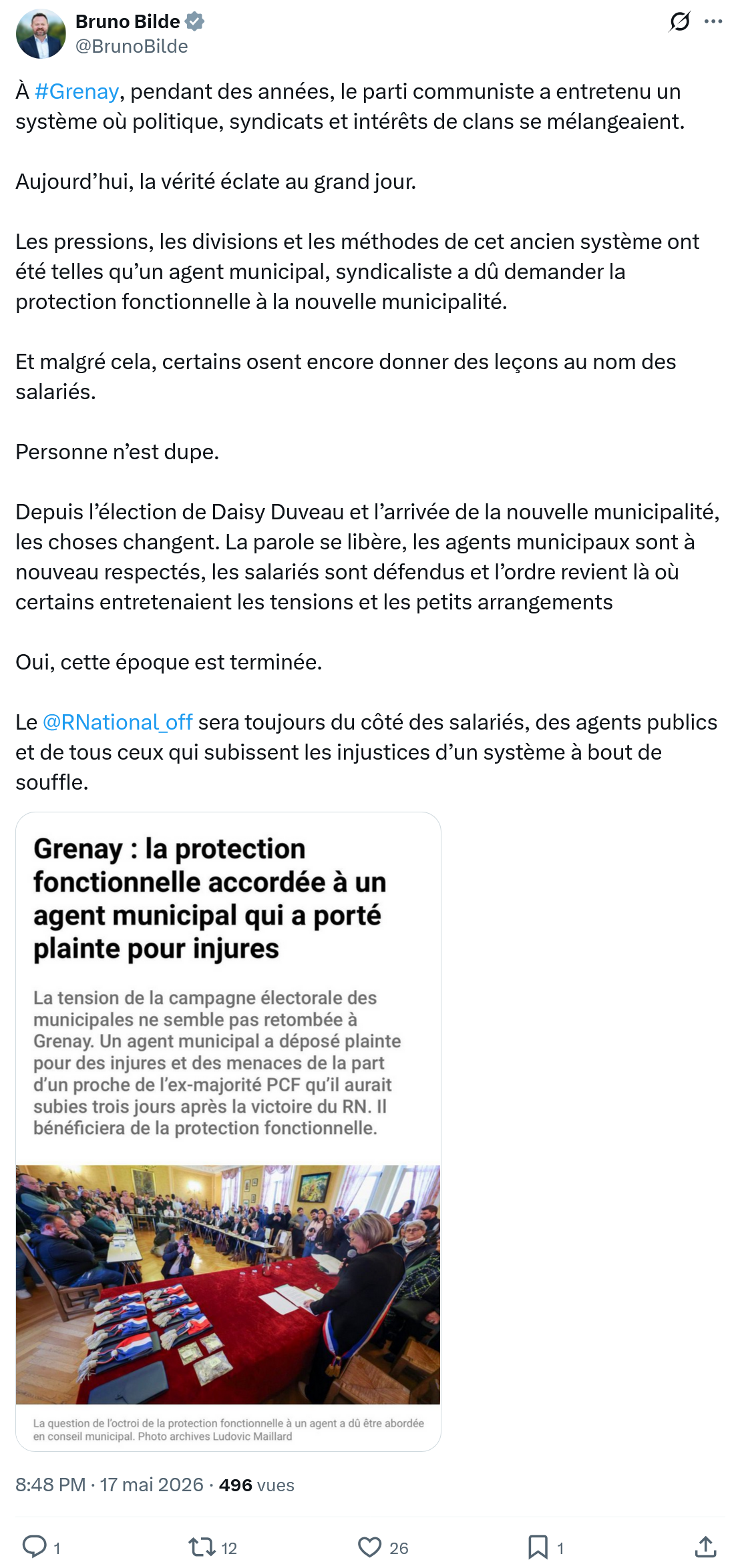 Bruno Bilde: À #Grenay, pendant des années…