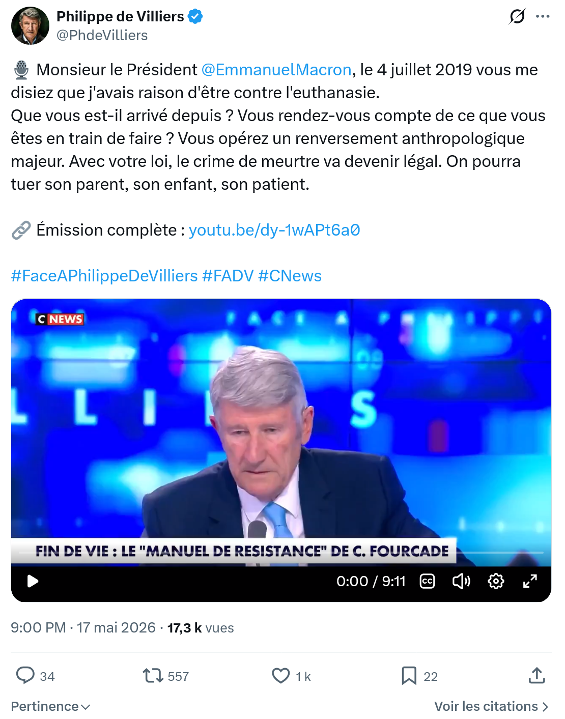 Philippe de Villiers: Monsieur le Président @EmmanuelMacron…