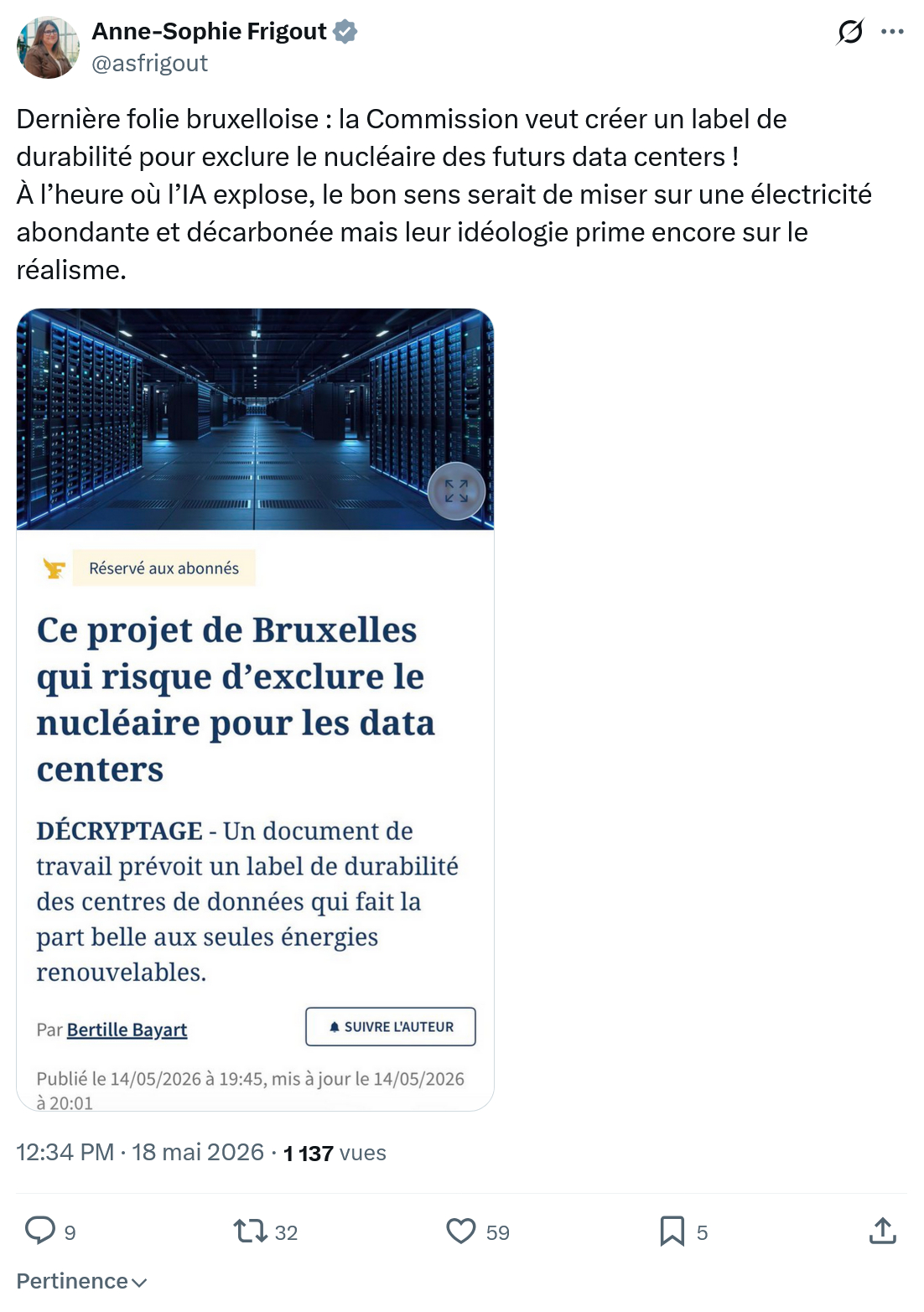Anne-Sophie Frigout: Dernière folie bruxelloise…