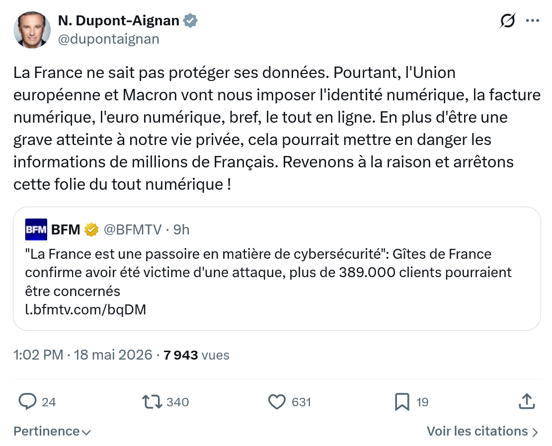 Nicolas Dupont-Aignan: La France ne sait pas protéger…