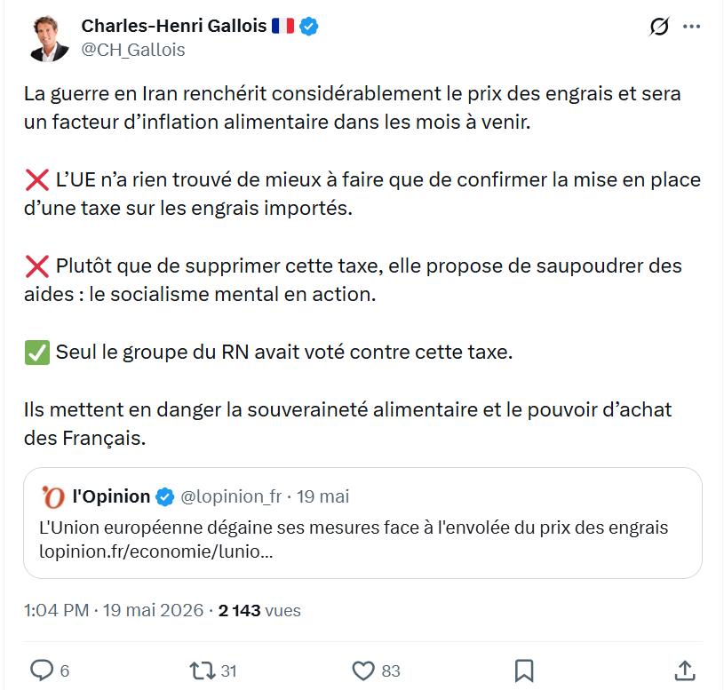 Charles-Henri Gallois: La guerre en Iran renchérit considérablement…