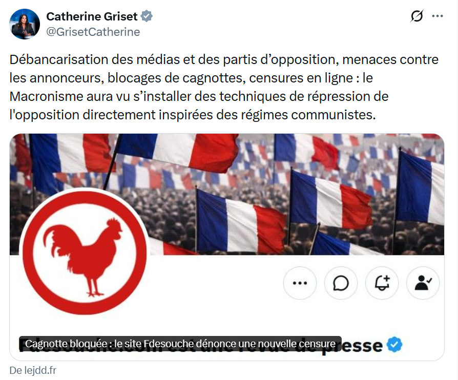 Catherine Griset: Débancarisation des médias et des partis…