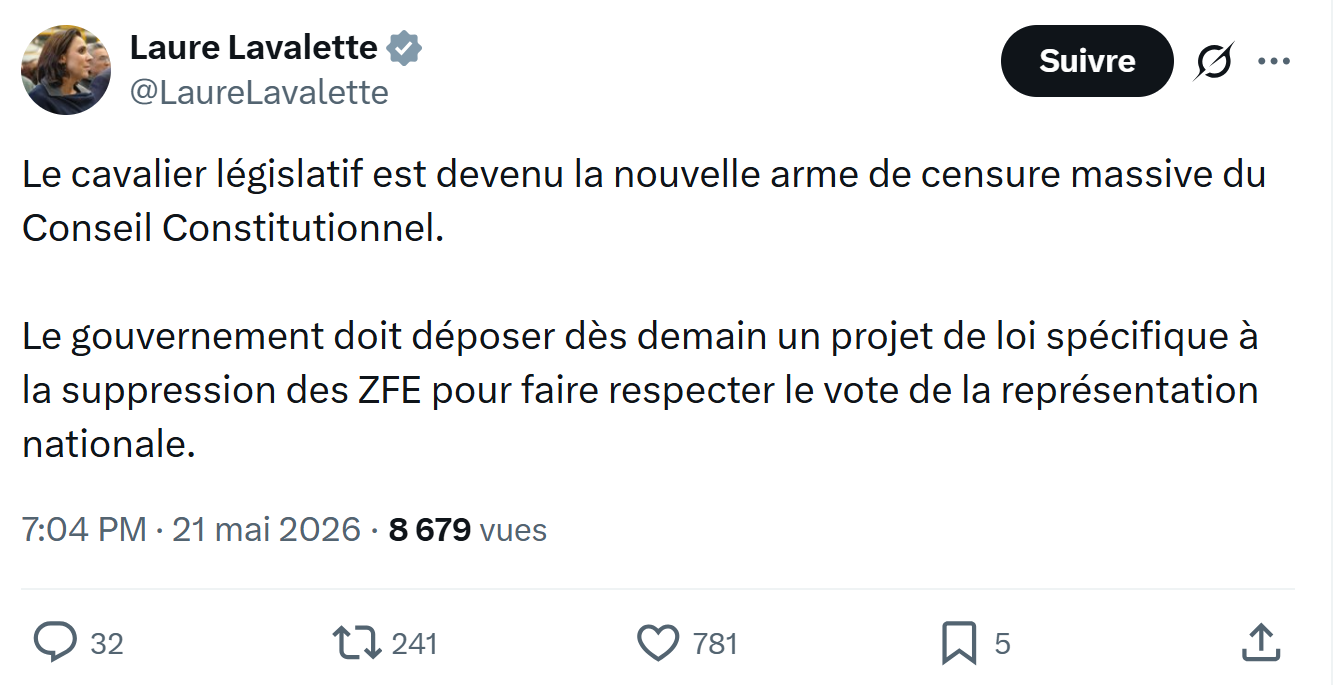 Laure Lavalette: Le cavalier législatif est devenu...