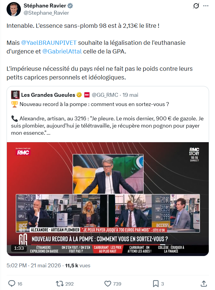 Stéphane Ravier: Intenable. L'essence sans-plomb...