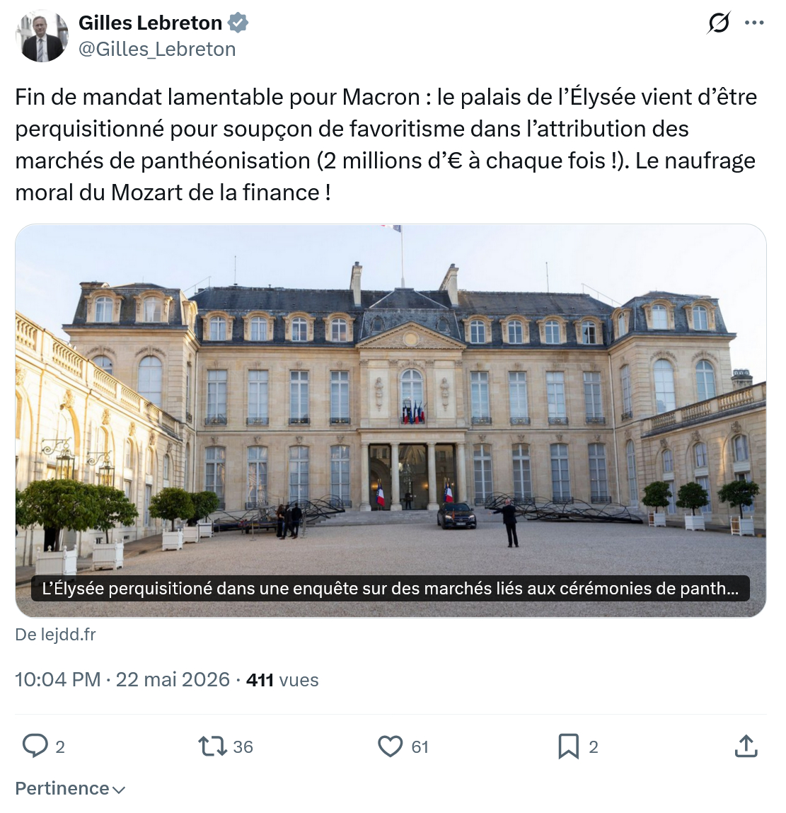 Gilles Lebreton: Fin de mandat lamentable pour Macron…