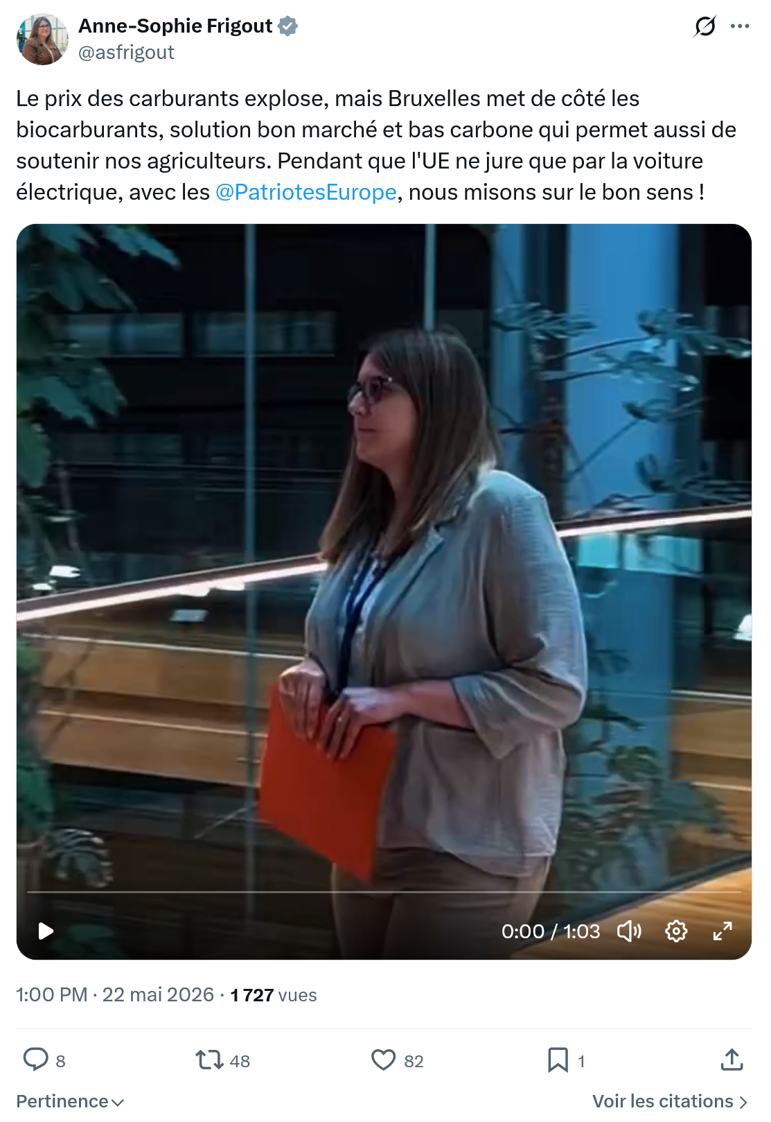 Anne-Sophie Frigout: Le prix des carburants explose…