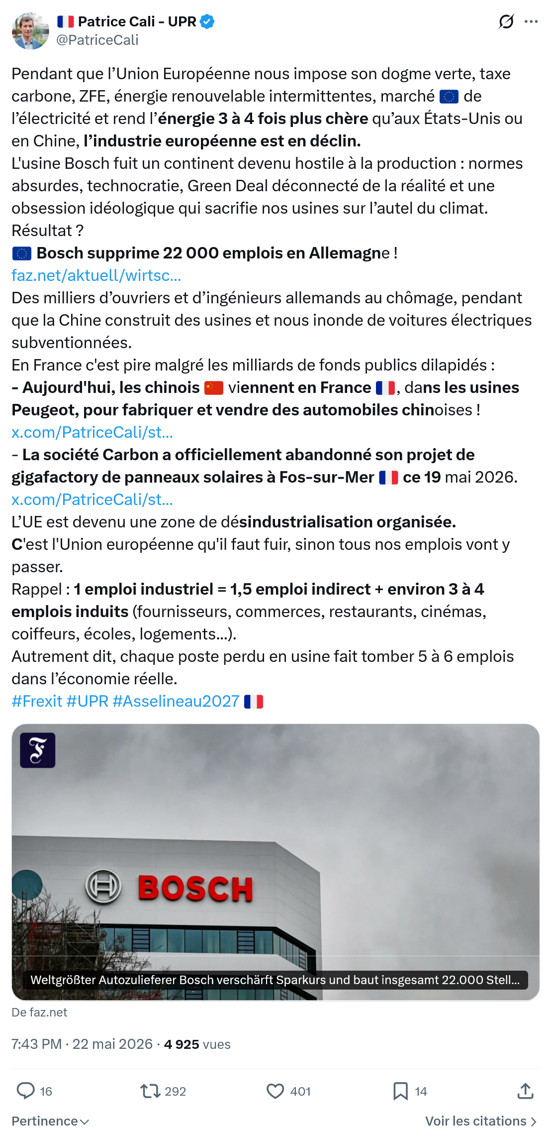Patrice Cali: Pendant que l’Union Européenne…