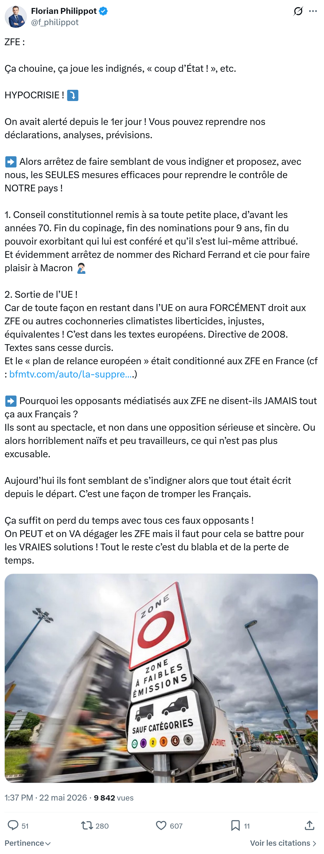 Florian Philippot: ZFE : Ça chouine, ça joue les indignés…