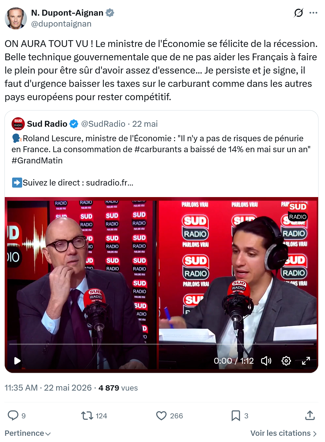 Nicolas Dupont-Aignan: ON AURA TOUT VU…