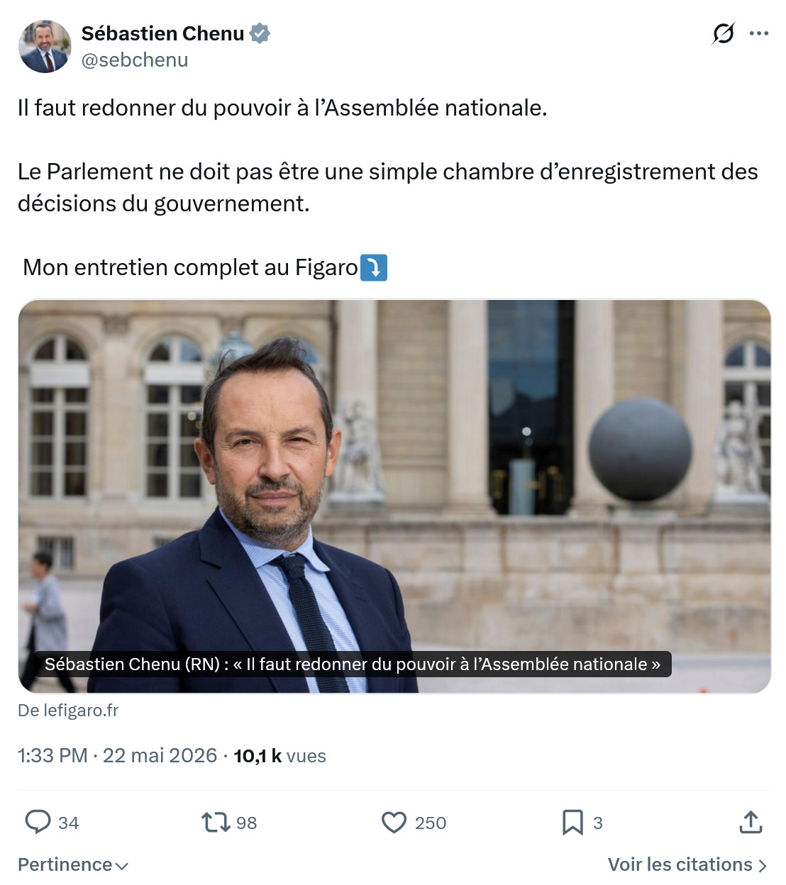 Sébastien Chenu: Il faut redonner du pouvoir…