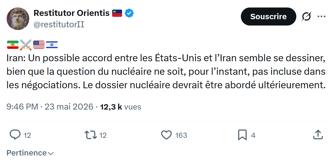 Restitutor Orientis: Iran: Un possible accord entre…