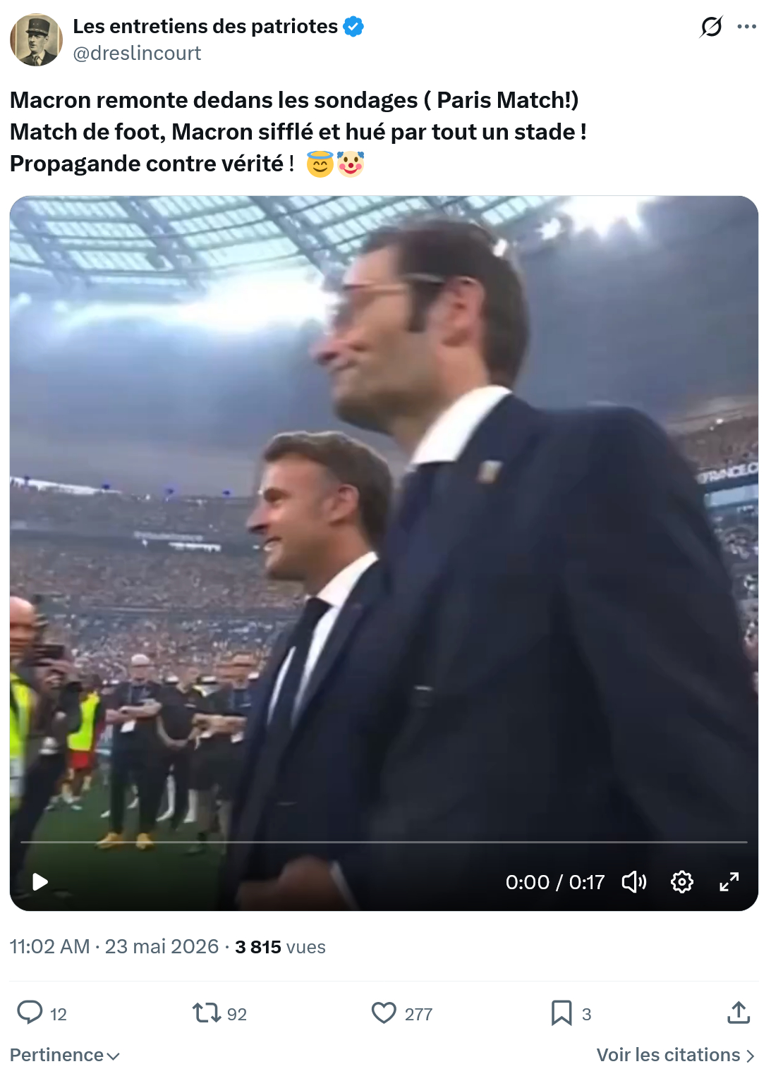 Marquis de Dreslincourt: Macron remonte dedans les sondages…