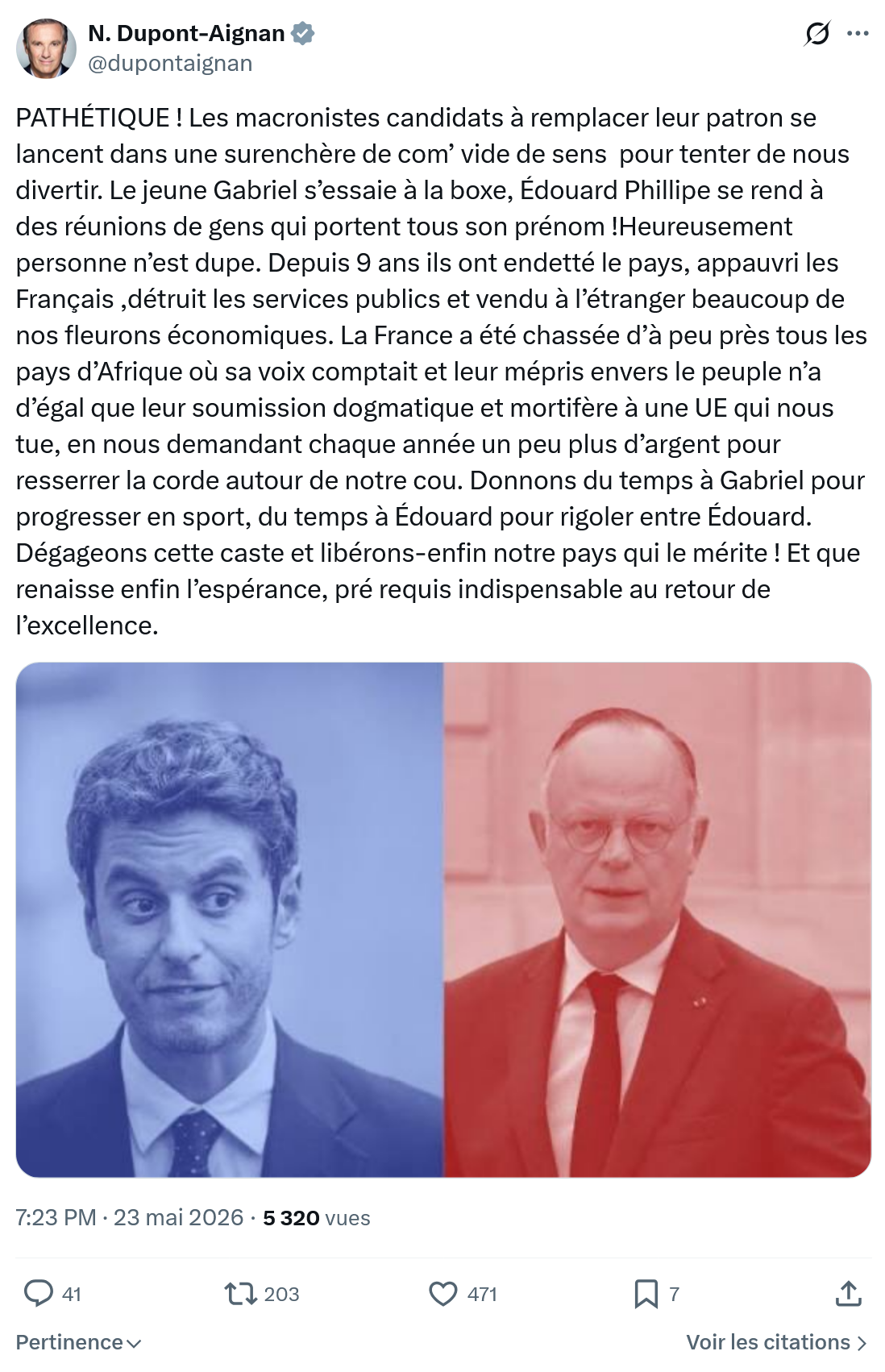 Nicolas Dupont-Aignan: PATHÉTIQUE !…
