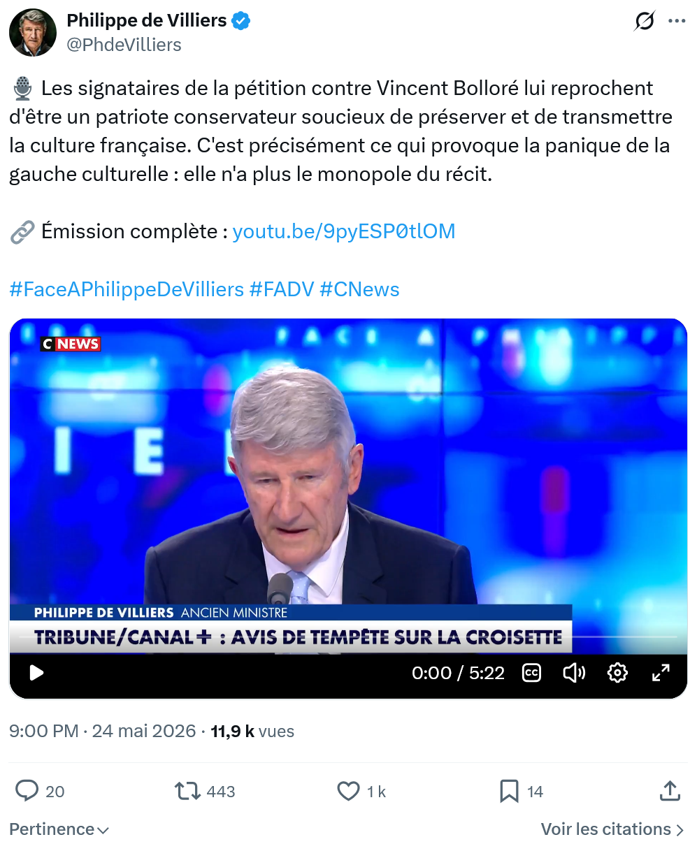 Philippe de Villiers: Les signataires de la pétition contre…