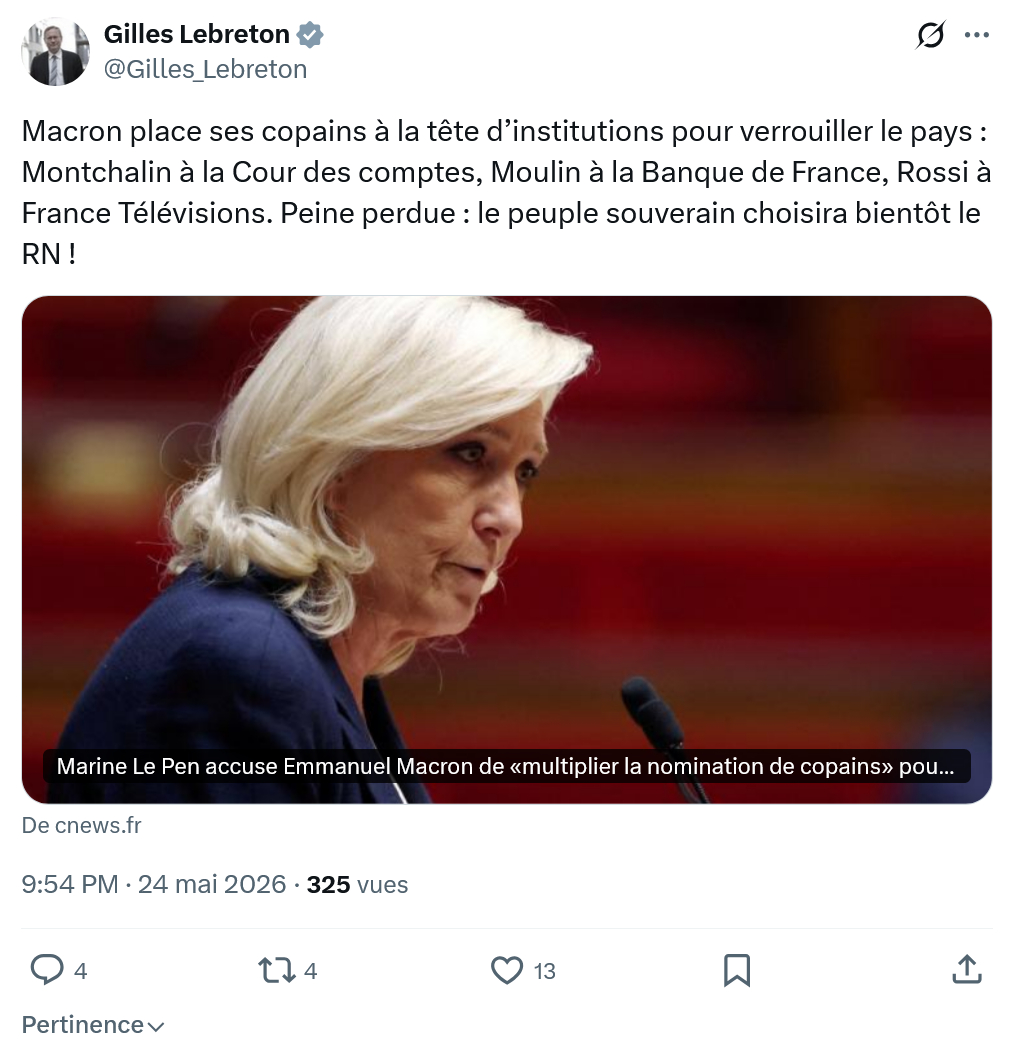 Gilles Lebreton: Macron place ses copains…
