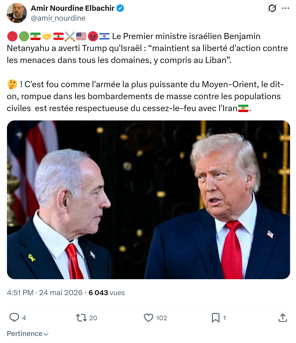 Amir Nourdine Elbachir: Le Premier ministre israélien Benjamin Netanyahu…