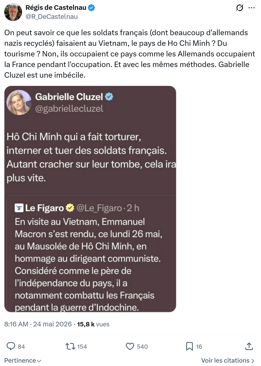 Régis de Castelnau: On peut savoir ce que les soldats…