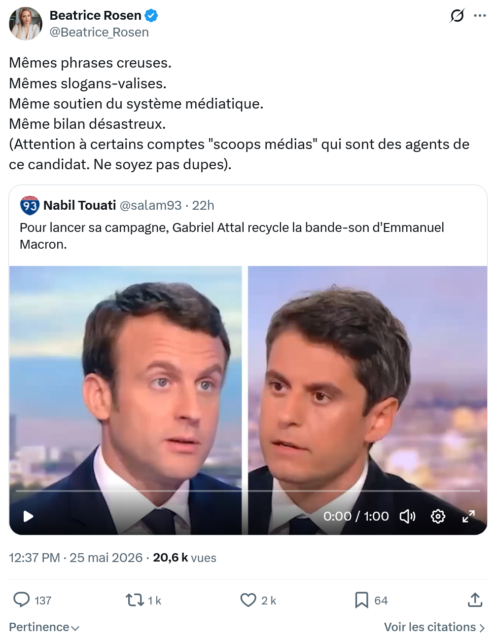 Béatrice Rosen: Mêmes phrases creuses…