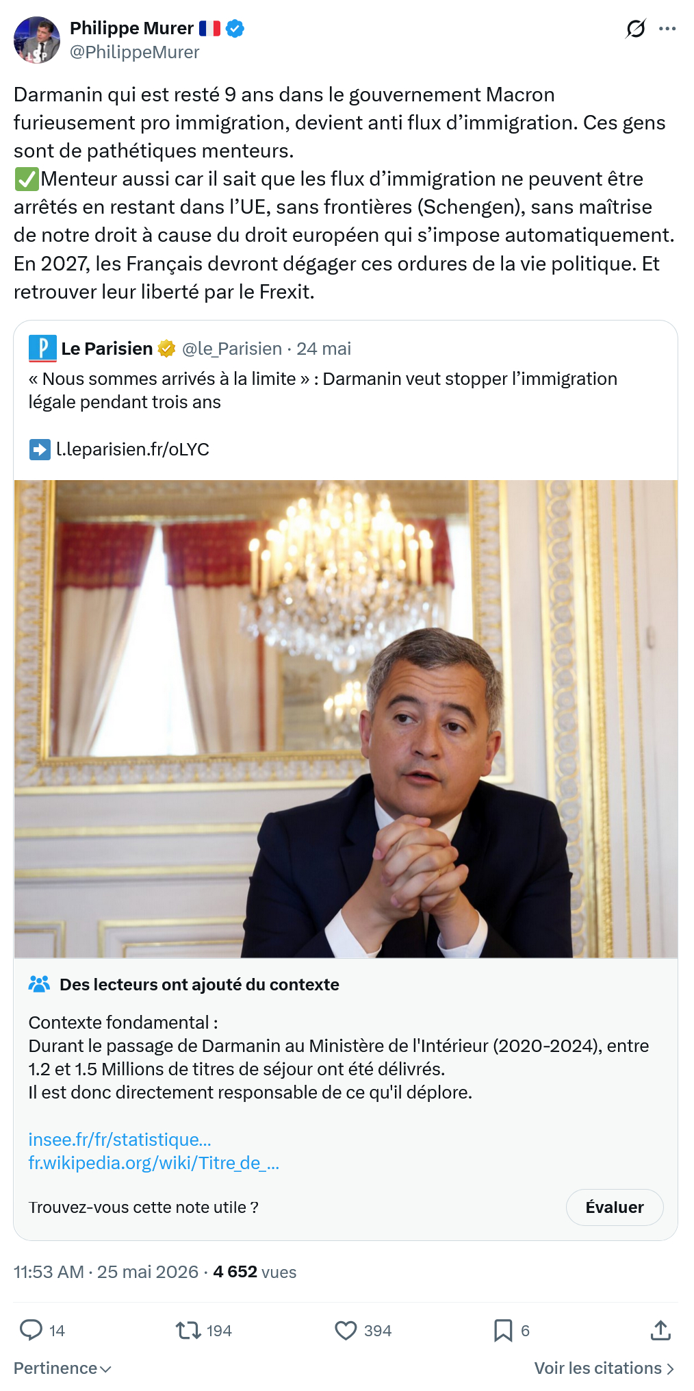 Philippe Murer: Darmanin qui est resté 9…