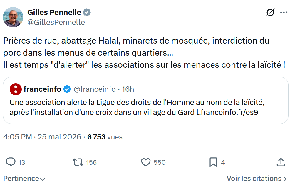 Gilles Pennelle: Prières de rue, abattage Halal…