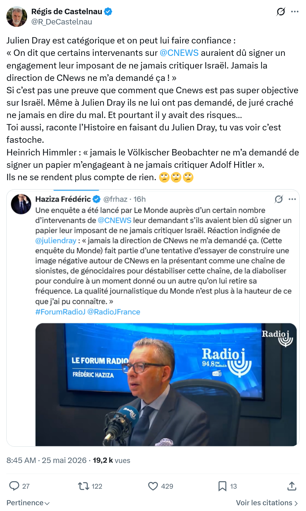 Régis de Castelnau: Julien Dray est catégorique…