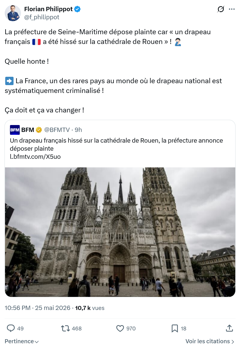 Florian Philippot: La préfecture de Seine-Maritime…