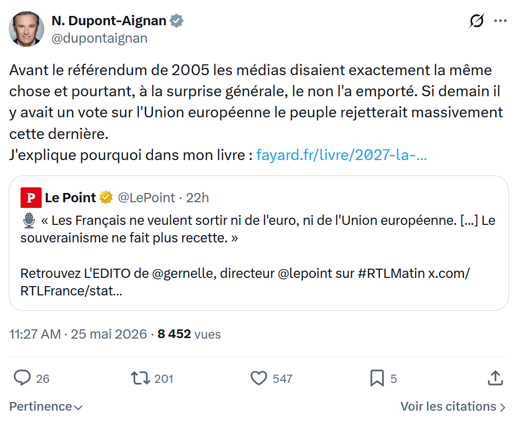 Nicolas Dupont-Aignan: Avant le référendum de 2005…